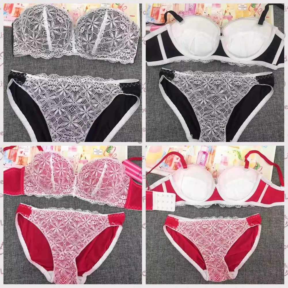 

2019 Hot Sale Luxury 1/2 Cup Brand Sexy Intimates Push Up Brassier New Style Bra And Panty Set Underwire Lingerie A B C 32-38
