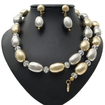 

Yulail gold-color Luxury Jewelry Sets Bridal nigerian jewelry set for women Fashion Beads Exquisite Jewelry Sets
