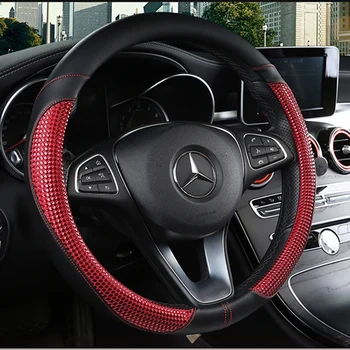 

KKYSYELVA Car Steering Wheel Covers Universal 15 inch - Leather, Breathable, Anti Slip & Odor Free Auto Interior Accessories