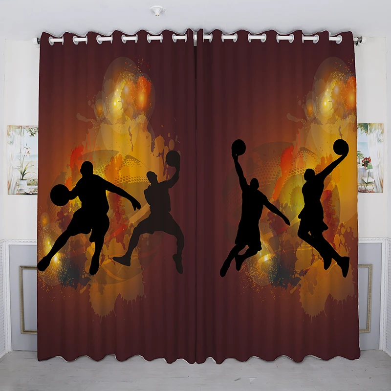 

Europe style 3d Blackout Curtain Cool Basketball Athlete Pattern Thicken Velvet Fabric Bedroom Decor Curtain for Living Room
