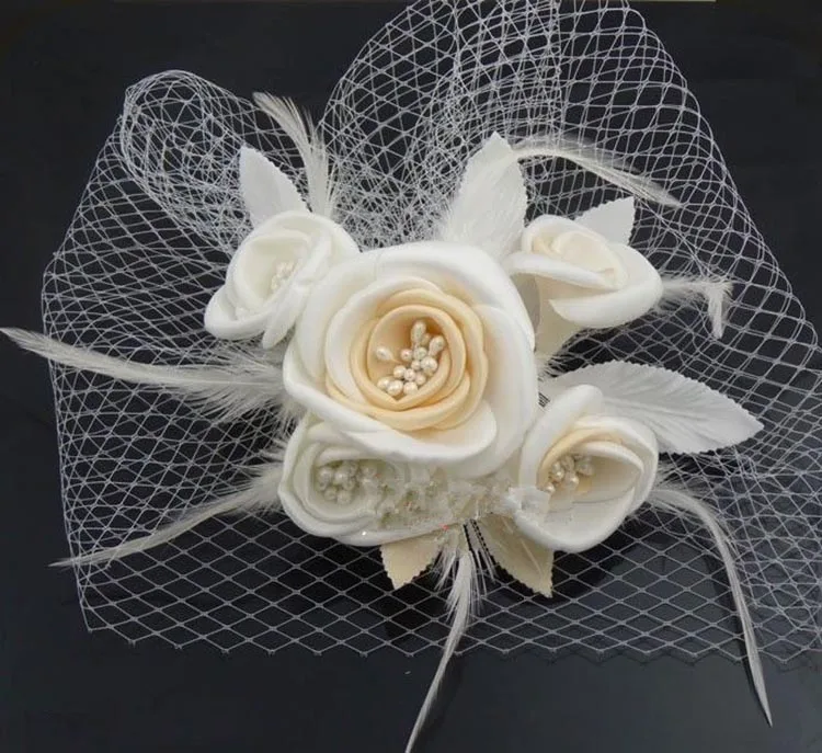 Ladies Wedding Hats and Fascinators Handmade Flowers Headdress With Comb Bridal Hair Accessories