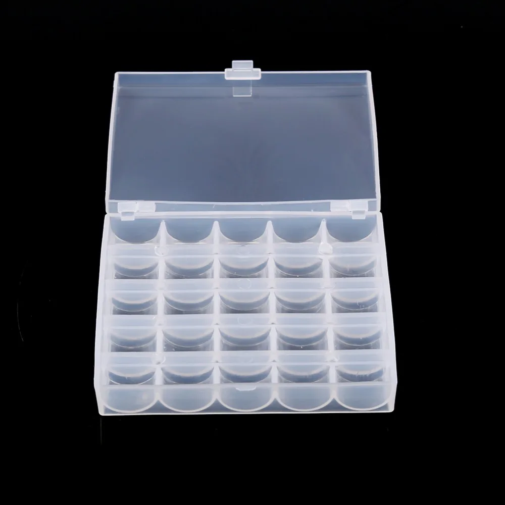 

25 Slots Plastic Empty Bobbins Case Style White Storage Boxes For Home Sewing Machine Bobbin Organizer