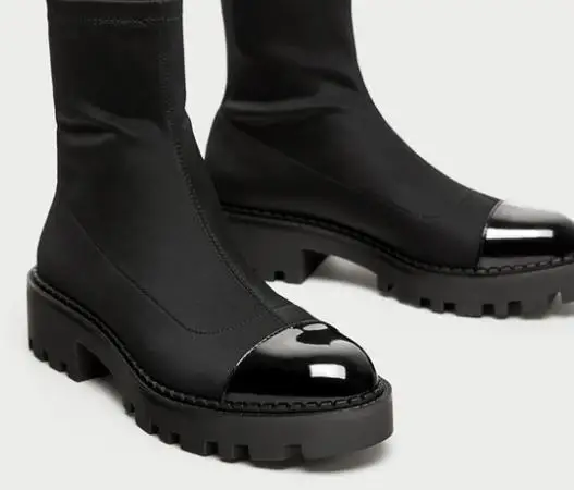 

Baimier Black Stretch Fabric Women Sock Boots Round Toe Ankle Boots For Women Brand Design Slip On Women .