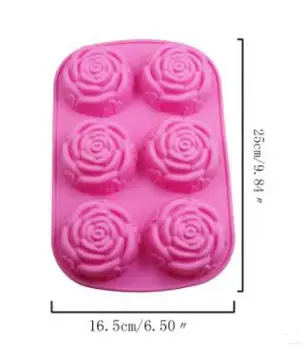 

Free shipping DIY silicone mold 6 lattices rose cake pudding molds soap molds