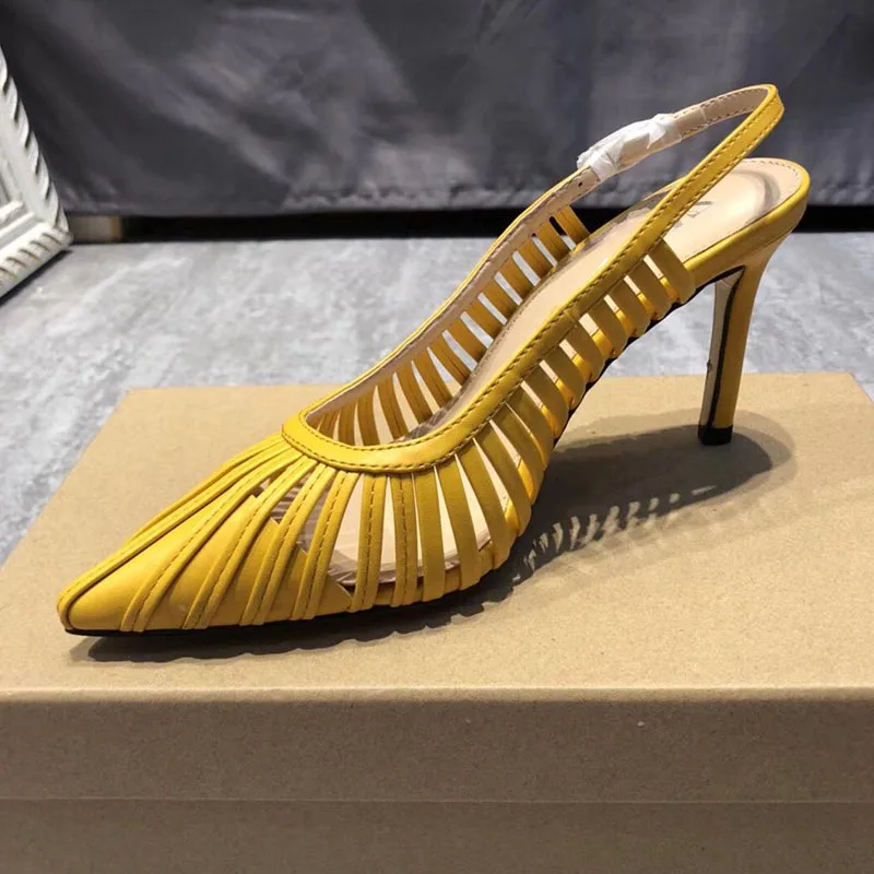 

Thin Heel Shoes 2019 New Summer Pointed Toe Woman Wedding Party Solid Color High Heel Sandals Comfortable Sexy Shining Buckle