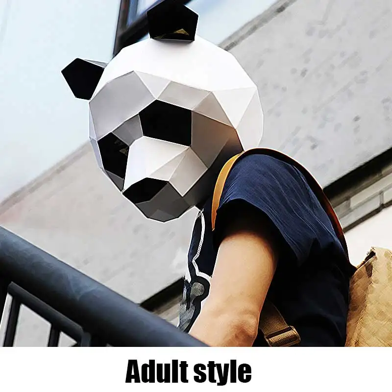 DIY животных костюмная Маска Косплей панда взрослых детей картона дышащий Хэллоуин Рикки смешные маски