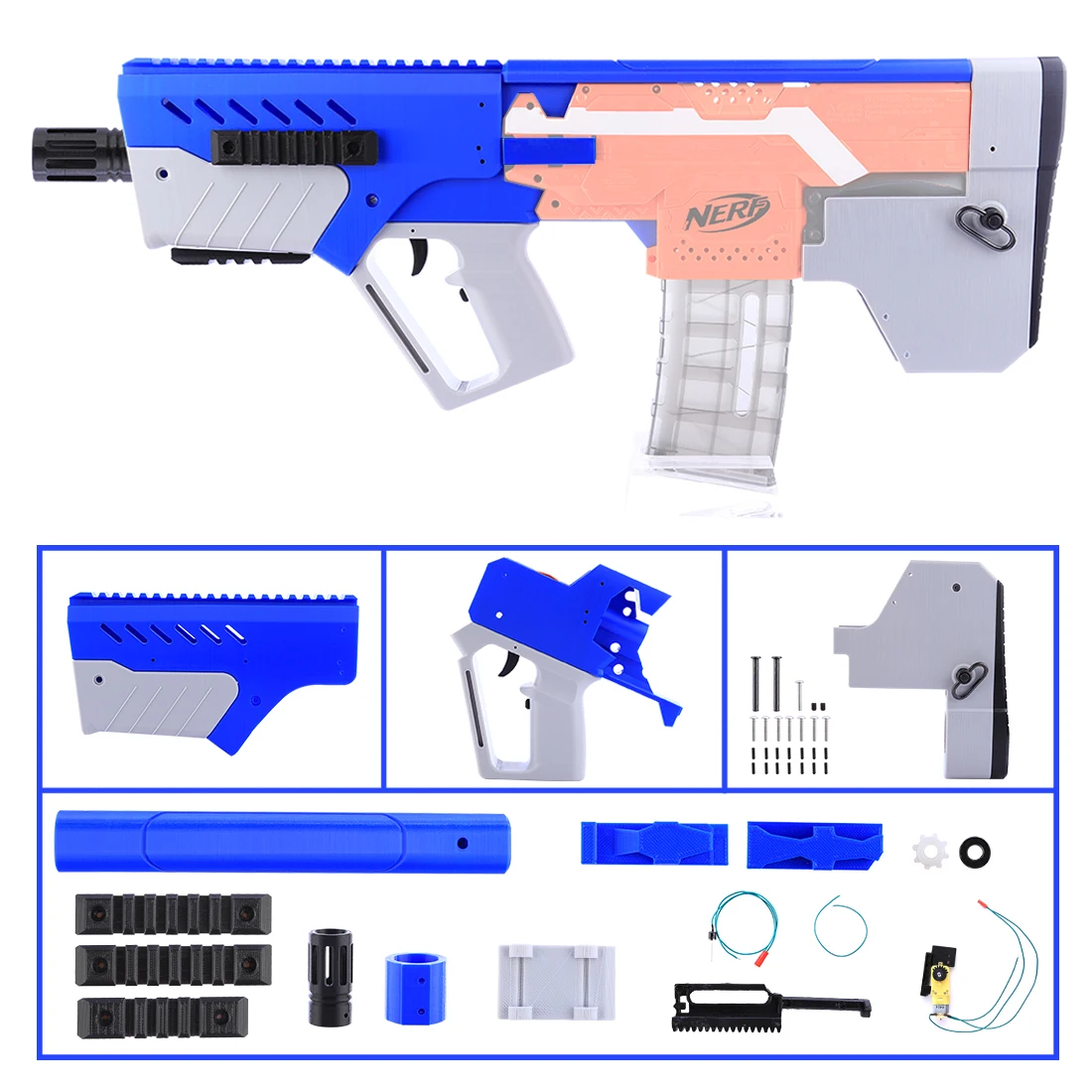 

XSW STF Appearance Fully Automatic MXD-1 Refit Kit for Nerf stryfe - Blue + Gray