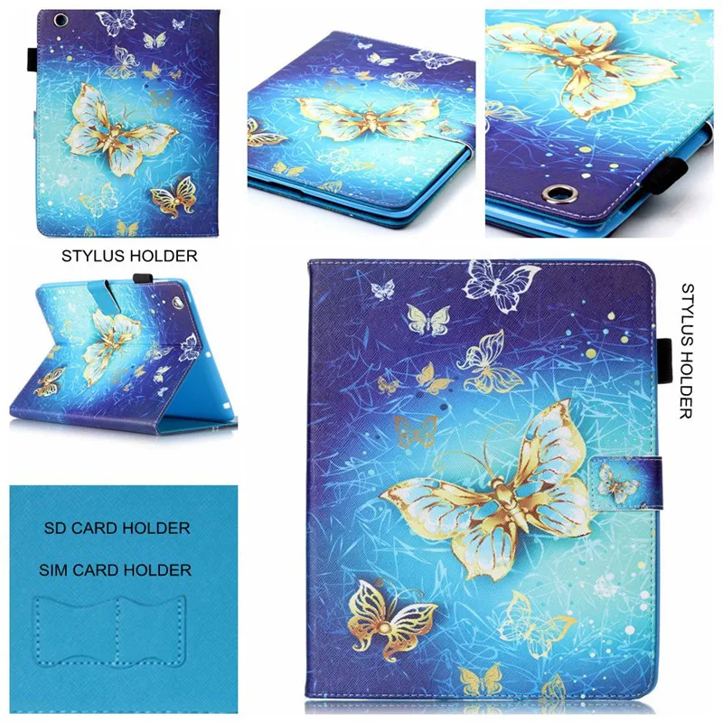

Leahter Case Pattern Painting Colorful Smart Protection Cover Folio Stand Skin Shell For Apple ipad 4 3 2 bag