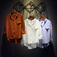 Free shipping 2017 Spring Autumn loose & comfortable Long sleeve Solid color Turn-down Collar Blouse Lady’s Casual Shirt XXD1109