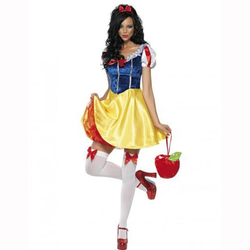 

Adult Snow White Costume Carnival Halloween Costumes For Women Fairy Tale Princess Cosplay Female Fancy Dress