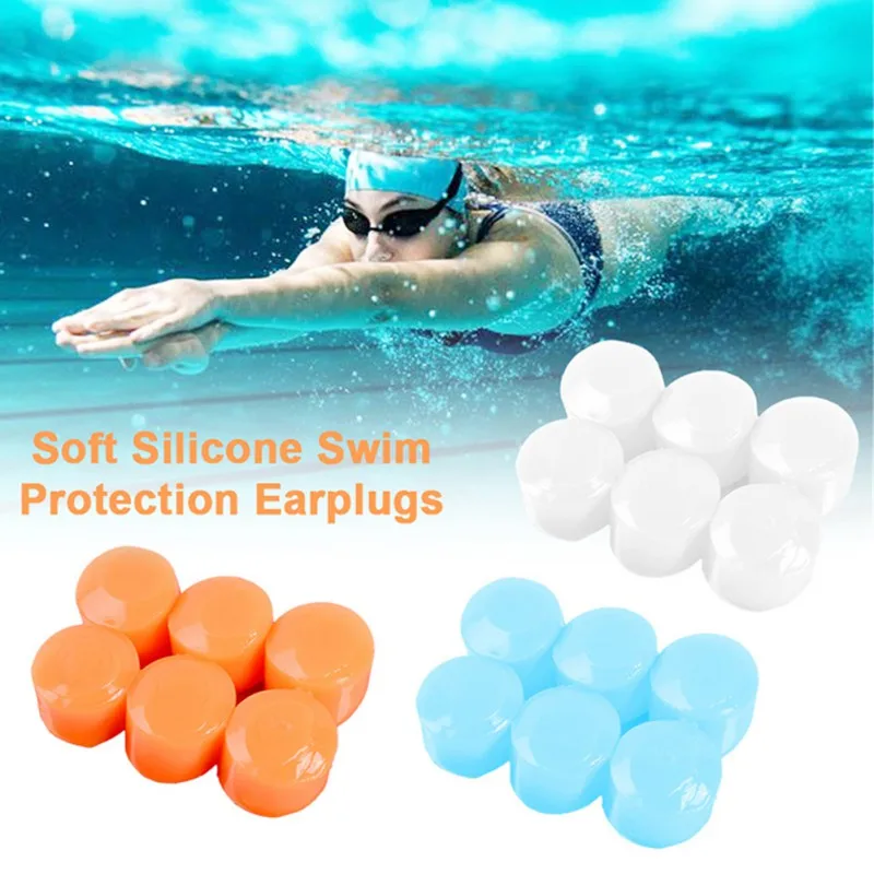 Water Sports Soft Silicone Swimming Earplugs Waterproof Earplugs Water Sports Ear Clips Pool Accessories 3 pairs / box