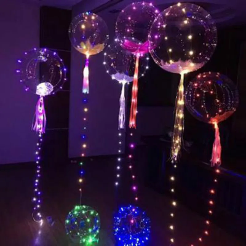 18 inch 3m Luminous Bright Led Air Balloon Transparent Bubble Round Balloons Toys Bright Led Balloon For Kids Glow In The Dark