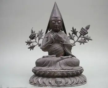 

Tibet Buddhism 100% Pure Bronze Carved Tsongkhaba Master Buddha Statue