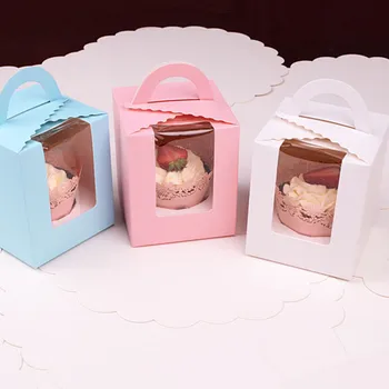 

Free shipping singal cup gift box with handle and clear window for party , SF01