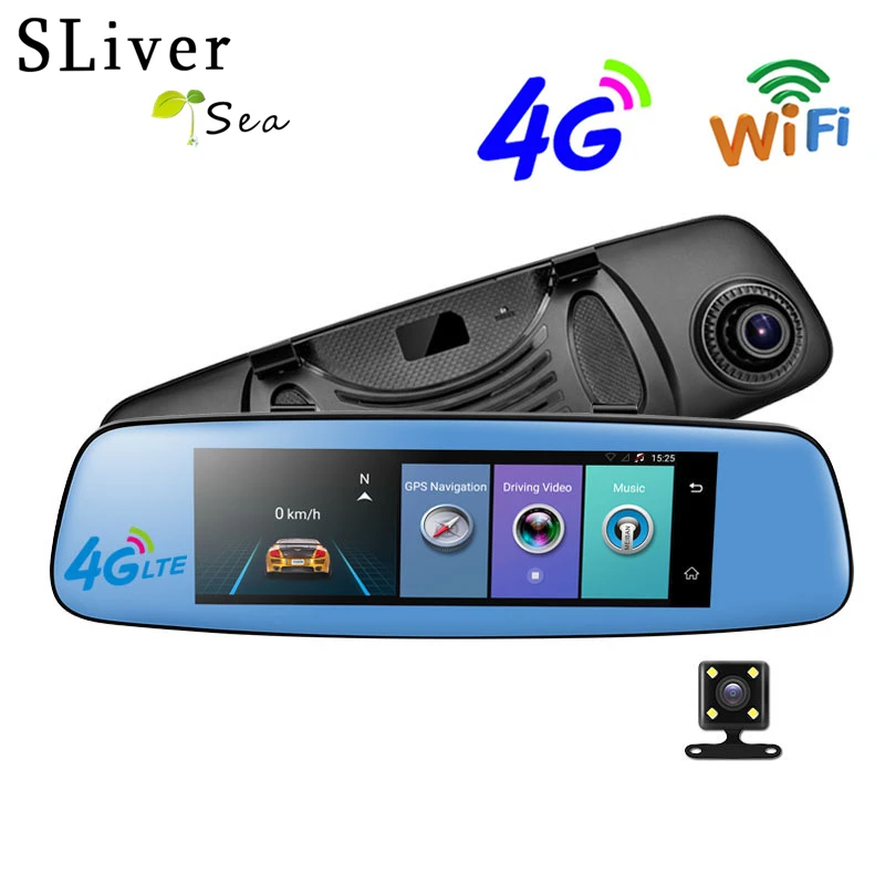 

SLIVERYSEA 4G Car DVR 7.84" Touch ADAS Remote Monitor Rear View Mirror with GPS Navigation Android Dual lens 1080P WIFI Dash cam
