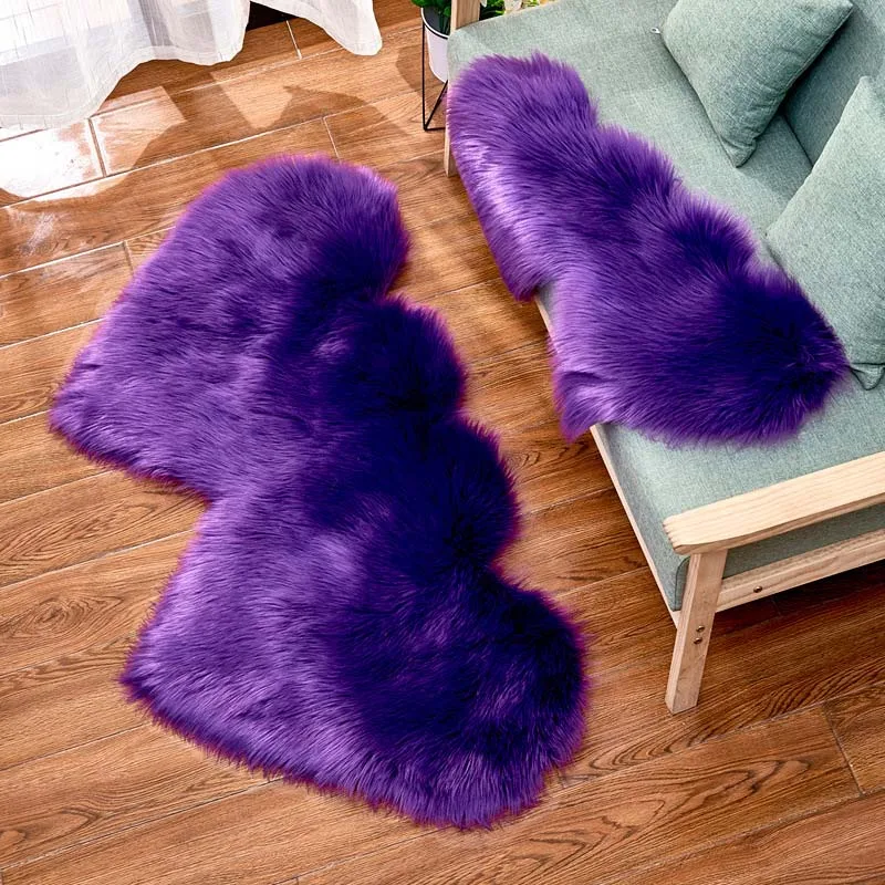 Двойное сердце шерстяной ковер коврик матрас одеяло диван подушка коврик плюшевый журнальный столик для гостиной диван спальня области коврики медсестры - Цвет: purple