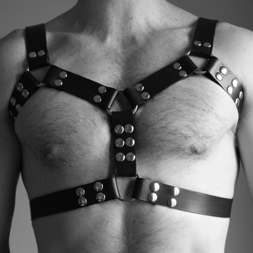 US $27.46 Men Bdsm Bondage Lingerie Sword Belt Gay Play Harness Straps Leather Adjustable Body Chest Harness Bondage Cosplay Rivet Belts