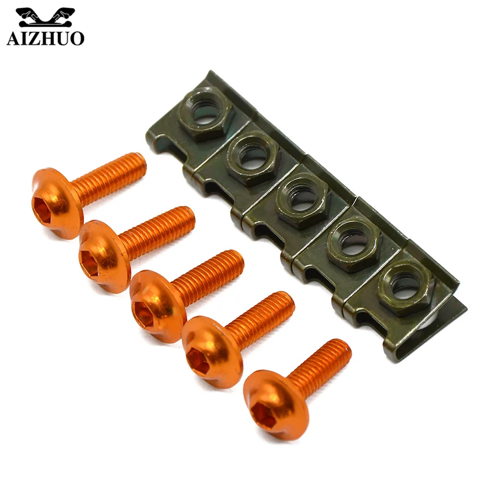 5pcs 6mm Universal Motorcycle Fairing Bolts Spire Speed Fastener Clips Screw Spring Nuts For ktm DUKE390 200 125 RC 390 200 RC8