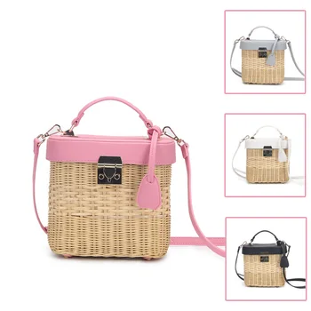 

Designer Women Elegant Straw HandBags Handmade Rattan Woven Crossbody Basket Bags Ladies Beach Shoulder Bags Chic Storage Box