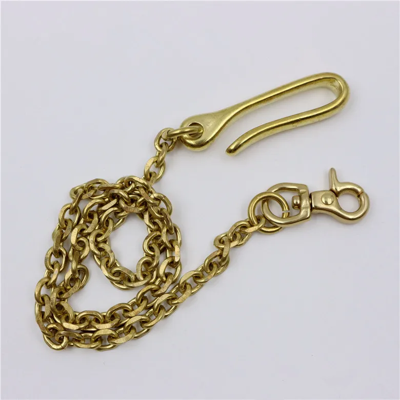 1pc solid brass 45cm length buckle chain for trousers wallet keychain jeans clip hook chain DIY