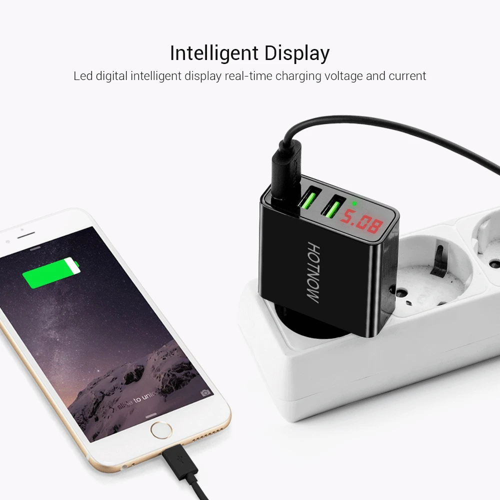 HOTNOW USB зарядное устройство для путешествий светодиодный дисплей портативное настенное зарядное устройство адаптер EU/US штекер зарядное устройство для мобильного телефона s для iPhone samsung xiaomi