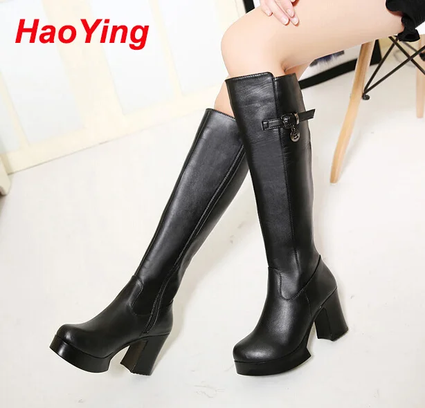 over the knee high heel boots leather