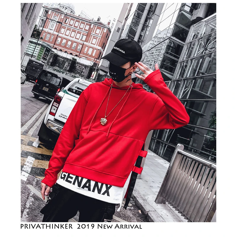 Privathinker hombre Patchwork Streetwear rojo sudaderas con capucha 2019 Mens Hop Hombre estilo coreano sudaderas con capucha con con capucha y sudaderas| - AliExpress