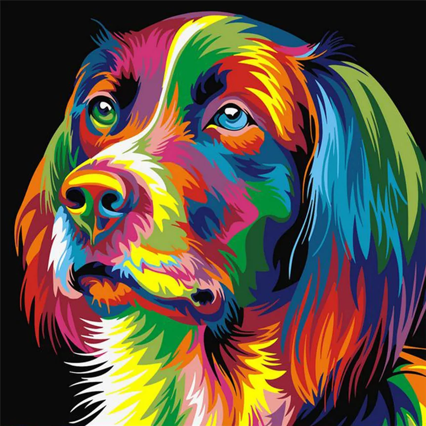 

Frameless Picture On Wall Acrylic Oil Painting By Numbers Abstract Dog Drawing By Numbers Gift Paint By Numbers Gift 8A08