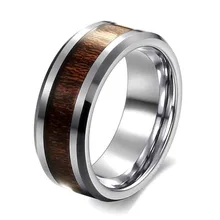 Size 6.5 To 12 2016 New Arrival Never Fade Vintage Stainless Steel Ring Brown Wood Grain Ring For Men Jewelry WJZ009