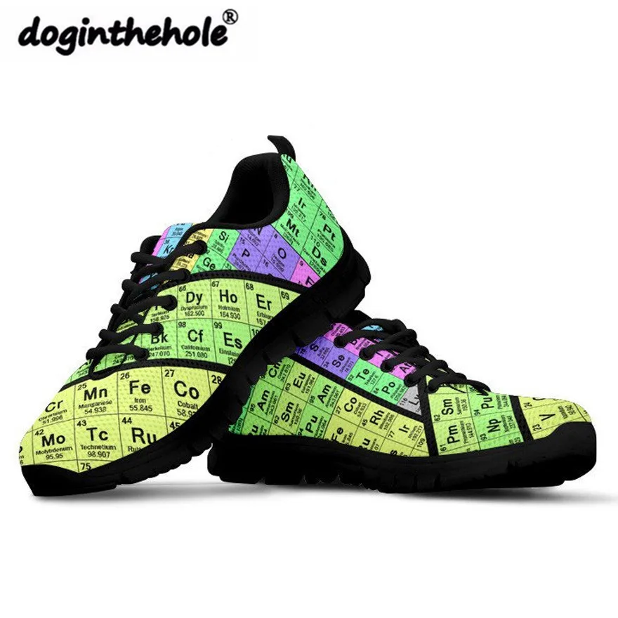 

Periodic Table Sneakers Women Walking Shoes Female Outdoor Flats Shoes Height Increasing Sneakers Custom Pattern Breathable