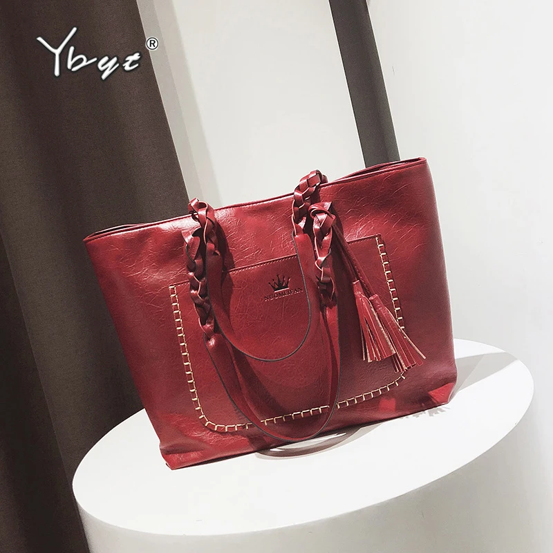 حقائب اليد الشرابة حقيبة كبيرة مفتوحة من أعلى سعة كبيرة بسيطة الكتف رسول crossbody حزمة خمر رداء علوي غير رسمي-حقائب بيد