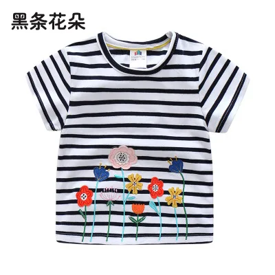 Детская футболка с короткими рукавами для девочек Новинка года, детская одежда в Корейском стиле летнее платье - Цвет: figuer1