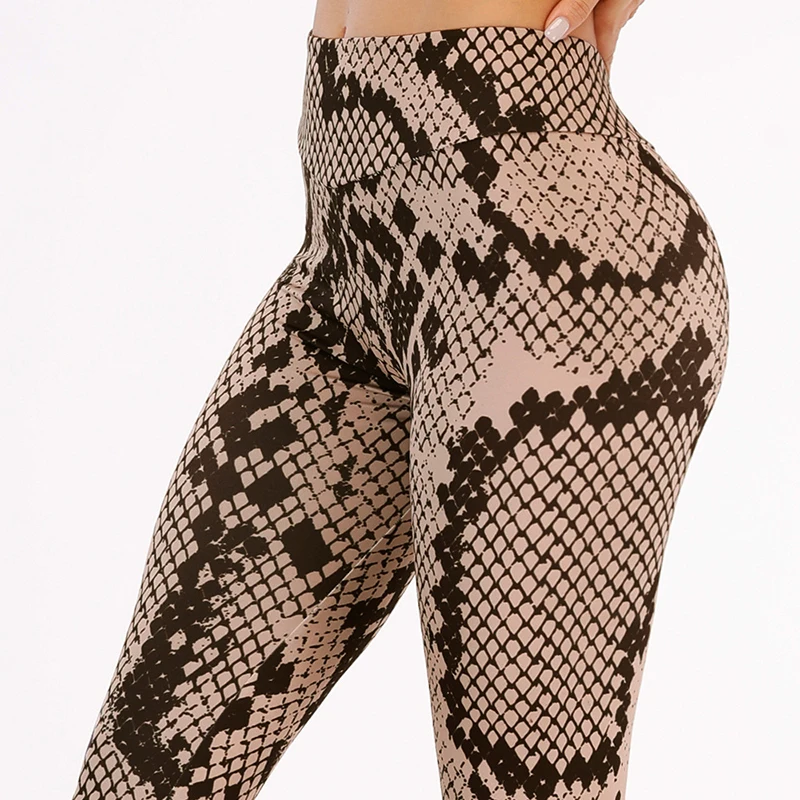 Леопардовые леггинсы со змеиным рисунком женские штаны для фитнеса Femenina Pantalones