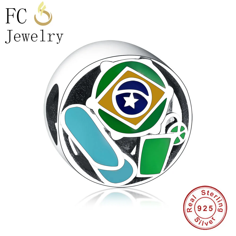 

Green Enamel Brazil Round New Charm Bead European 925 Silver Fit Original Pandora Charms Bracelet Berloque DIY Jewelry Making