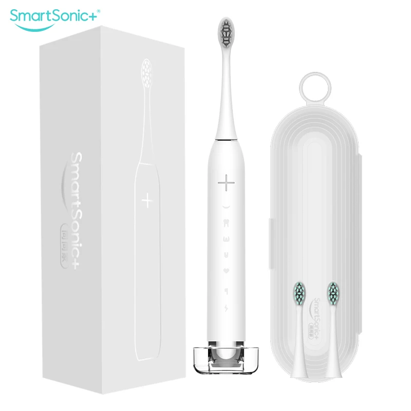 

SmartSonic+ Electric Toothbrush,Travel Box,Wireless Charge,5 Optional Modes,White,Built-inAuto Timer, IPX7,Ultra Sonic,Recharge
