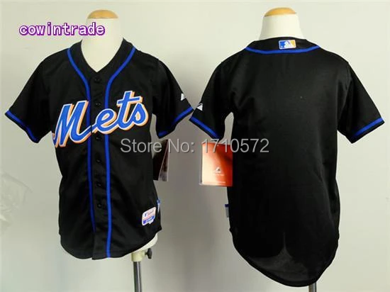 Custom Youth New York Mets jersey Blue Black blank Customized Your