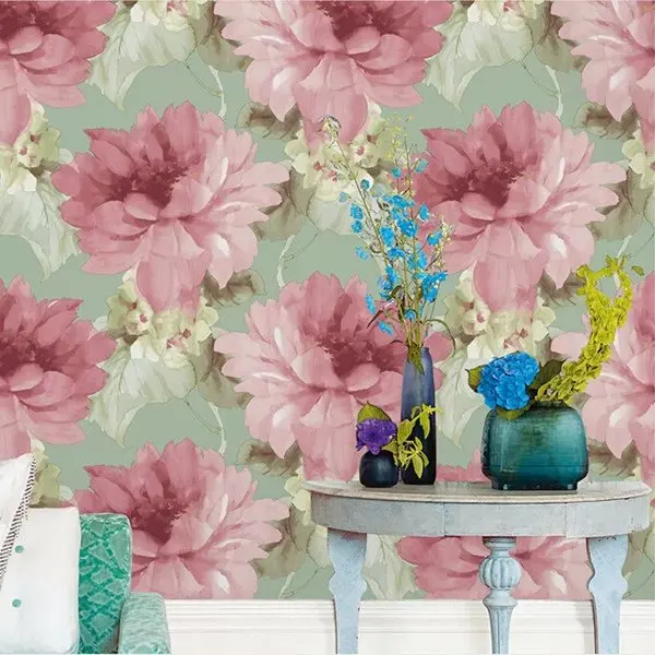 Haok Home Pvc Vinyl Modern Flower Fl Wallpaper Living Room Haok Home Pvc Vinyl Modern Flower Fl Wallpaper Living Room Bedroom Wall Decoration Pink Roses Art Murals In Wallpapers From
