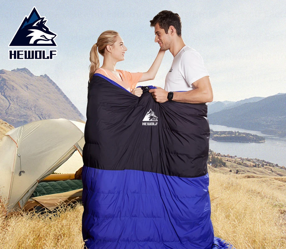 

Hewolf Outdoor Winter 2 Persons Camping Sleeping Bag Thickening Duck Down Keep Warm Couple Comfortable Waterproof Sleeping Bag
