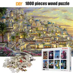 1000 штук маленький Городской Ночной пейзаж деревянные головоломки для взрослых головоломки