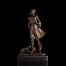 Atlie современного искусства стиле ренессанс бронза Скульптура S Для женщин Бронзовая статуя фигурки поэт и Cat Скульптура