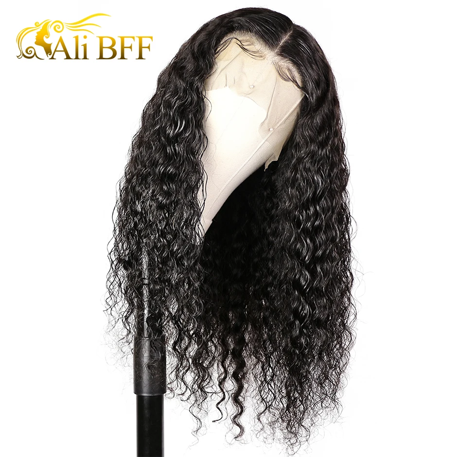 Kinky Curly Wig ALI BFF 13x4 Lace Front Human Hair Wigs Brazilian Non Remy Hair 150% Density Wigs For Women Pre Plucked