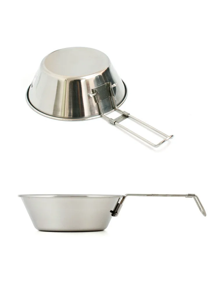 300ml camping cooking bowl Portable Cookware Folding Handle Picnic Fry Pan Mountaineering