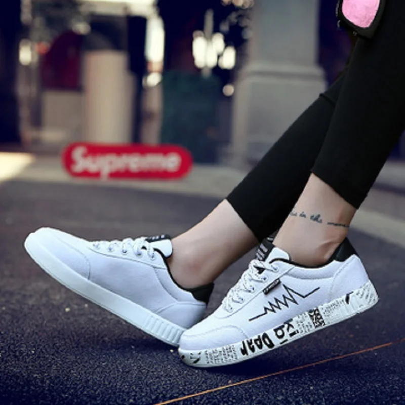 

2018 summer new Korean version of the personality ladies tie casual breathable flat canvas shoes