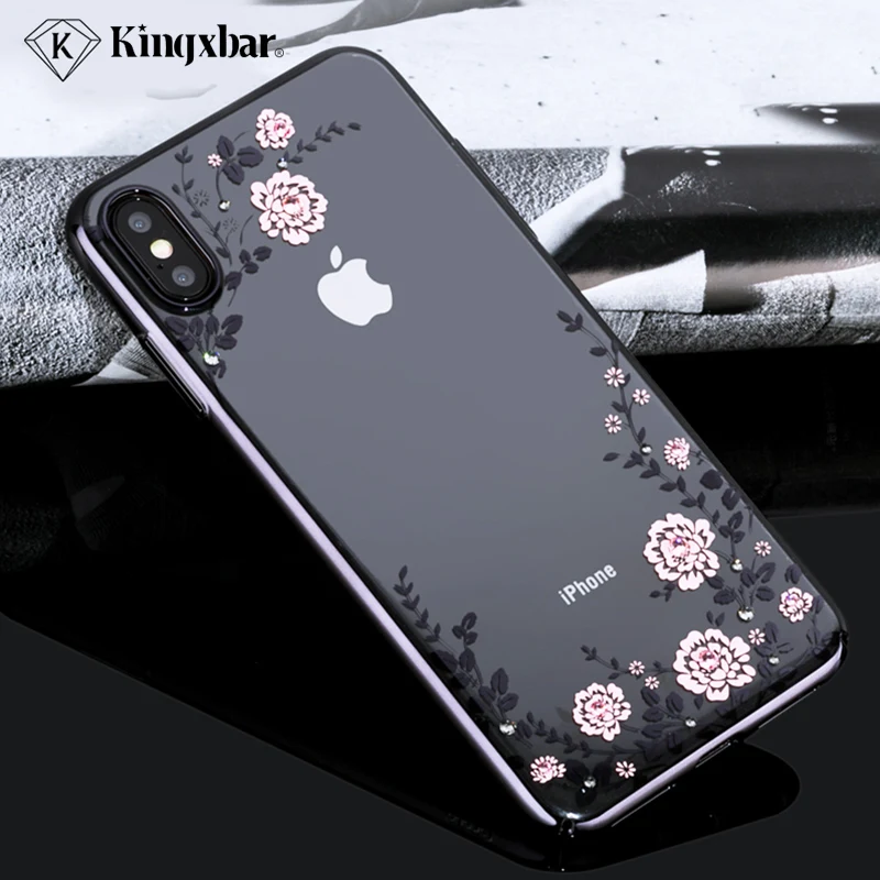 KINGXBAR крышка для iPhone Xs цветок Роскошный чехол Max Чехол прозрачный обложки модных