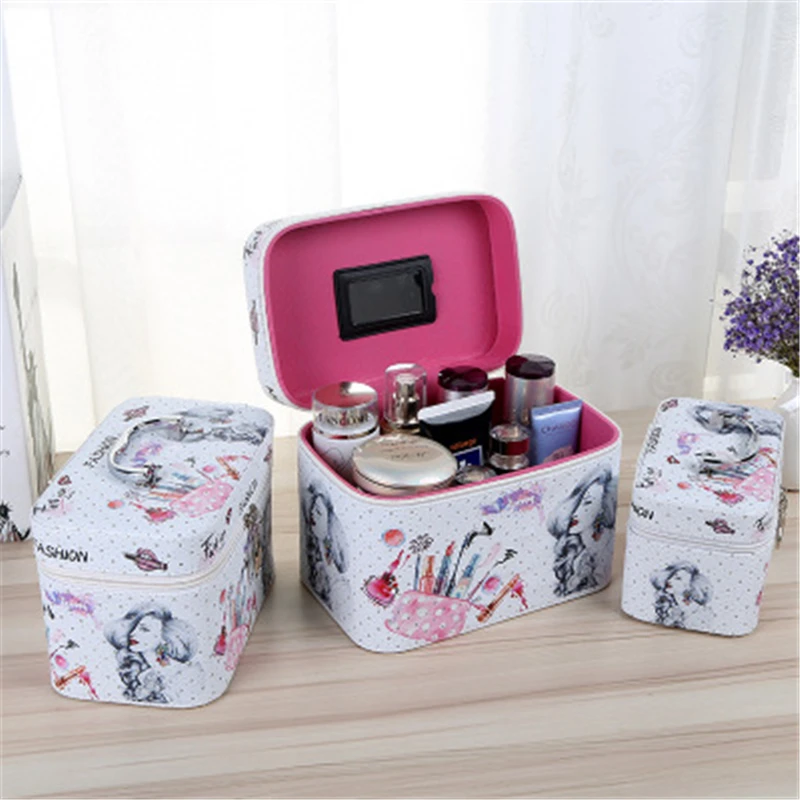 3 Pcs Korean Makeup Cosmetics Set Women Beautician Professional Printing Portable Cosmetic Box Manicure Cases Travel Organizer 3 Pcs Korean Makeup Cosmetics Set Women Beautician Professional Printing Portable Cosmetic Box Manicure Cases Travel Organizer