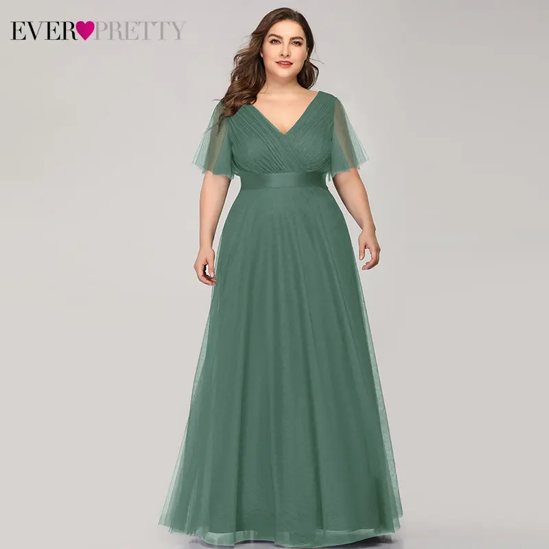 EP07962GB-Tulle Вечерние платья размера плюс Ever Pretty EP09890, элегантное шифоновое вечернее платье с v-образным вырезом и оборками, вечернее платье, платье для вечеринки, Robe De Soiree - Цвет: EP07962GB-Tulle