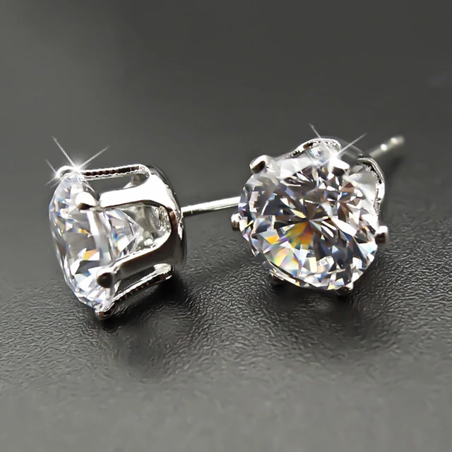 Moonso 925 Sterling Sliver 7 5mm Round 2 Carat Cubic Zirconia Stud Moonso 925 Sterling Sliver 7 5mm Round 2 Carat Cubic Zirconia Stud Earrings For Women Wedding