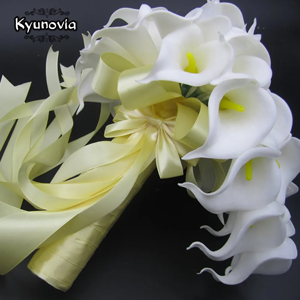 Kyunovia Каскадный букет Искусственные цветы белая Калла Длинный Цветочный