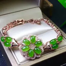 Натуральный зеленый камень яшма браслет натуральный драгоценный браслет 925 серебряный браслет элегантный нежный цветок женские вечерние ювелирные изделия