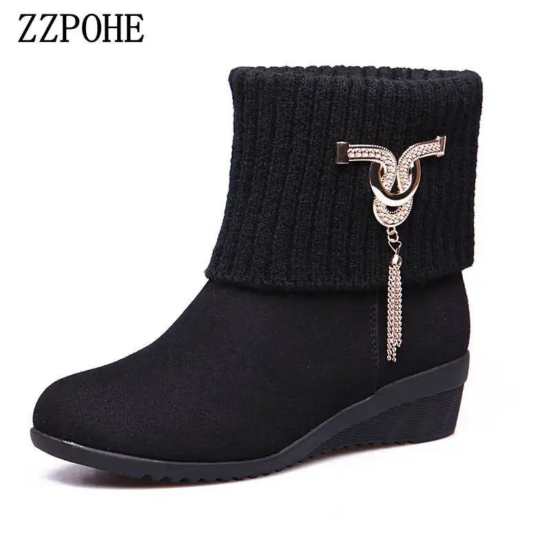 

ZZPOHE fashion women winter shoes woman ankle boots Plus velvet thick warm comfortable flat mother snow boots autumn boots